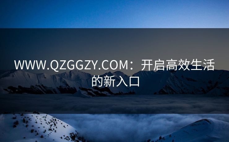 WWW.QZGGZY.COM：开启高效生活的新入口