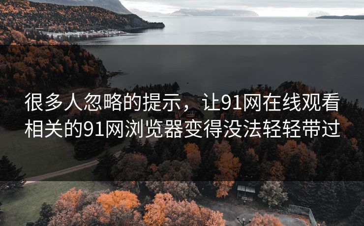 很多人忽略的提示，让91网在线观看相关的91网浏览器变得没法轻轻带过